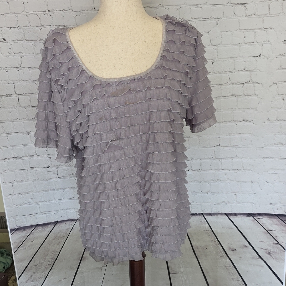 NorthStyle Women’s Tiered Ruffle Knit Top –‎ Lavender Gray – Size Large
